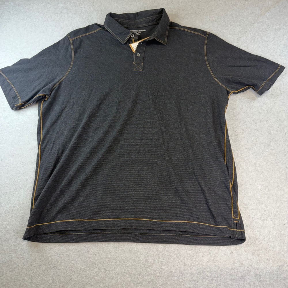 Johnston & Murphy Mens XXL Indigo Polo Shirt Black Space Dye Contrast Stitch NEW